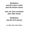 Meditation und das Leben selbst sind die besten Lehrer